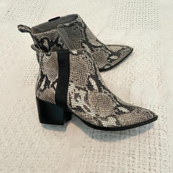 new LINEA PAOLO 5.5 Python Snake Print Leather Pointed toe BOOTS 2 4218 - Picture 8 of 10